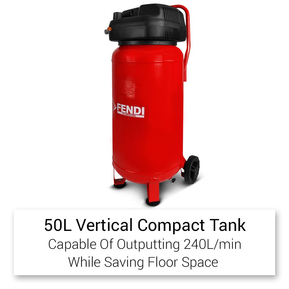 Fendi Air Compressor 50L 2HP FEN50 Oil Free Compact Portable Air Tank Upright