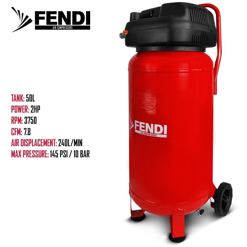 Fendi Air Compressor 50L 2HP FEN50 Oil Free Compact Portable Air Tank Upright