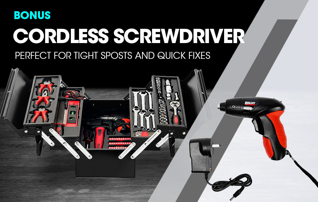 Bullet 118pc Tool Kit Box Set | Comprehensive Household Toolbox