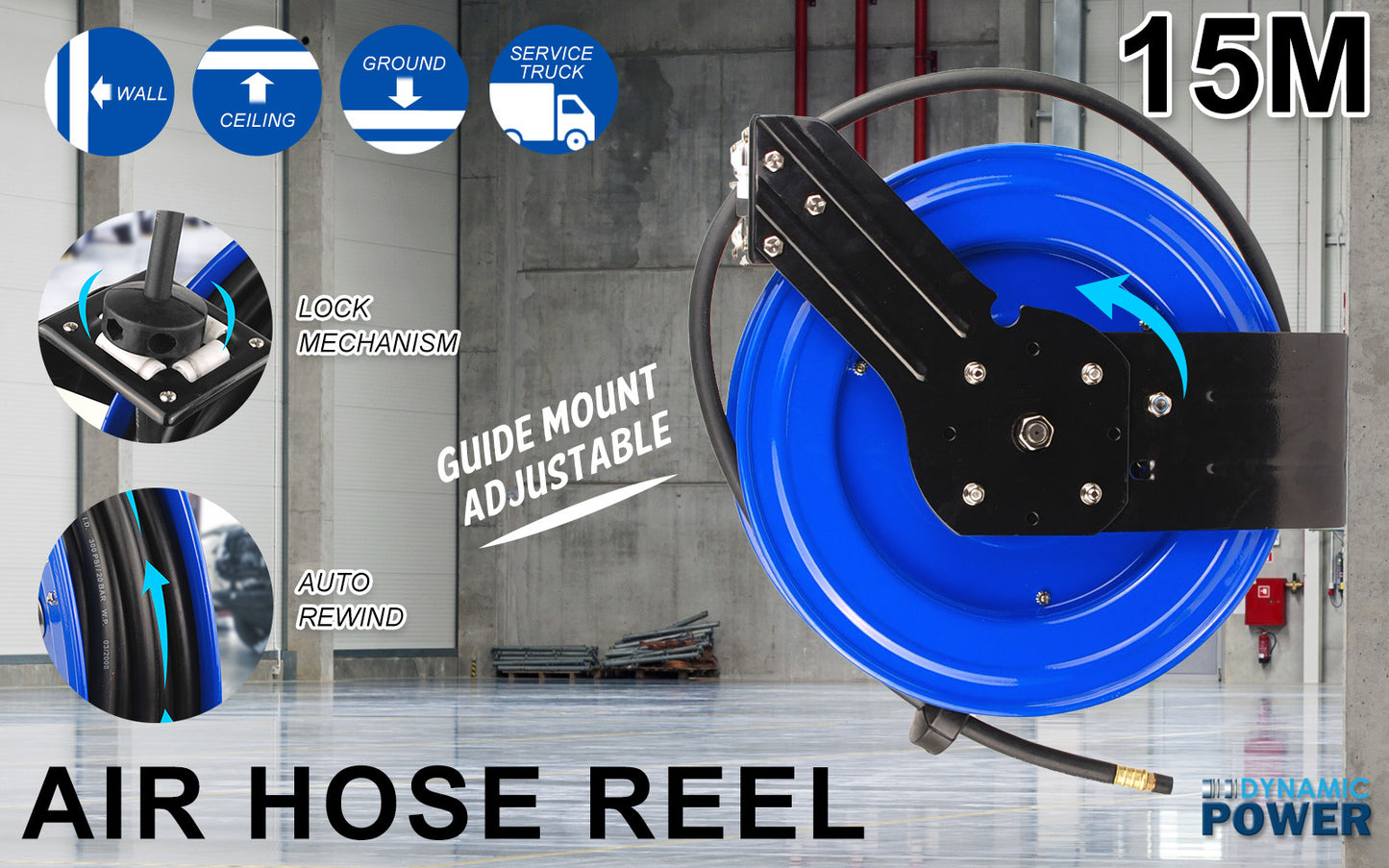 15m Retractable Air Hose Reel | Heavy-Duty Auto Rewind