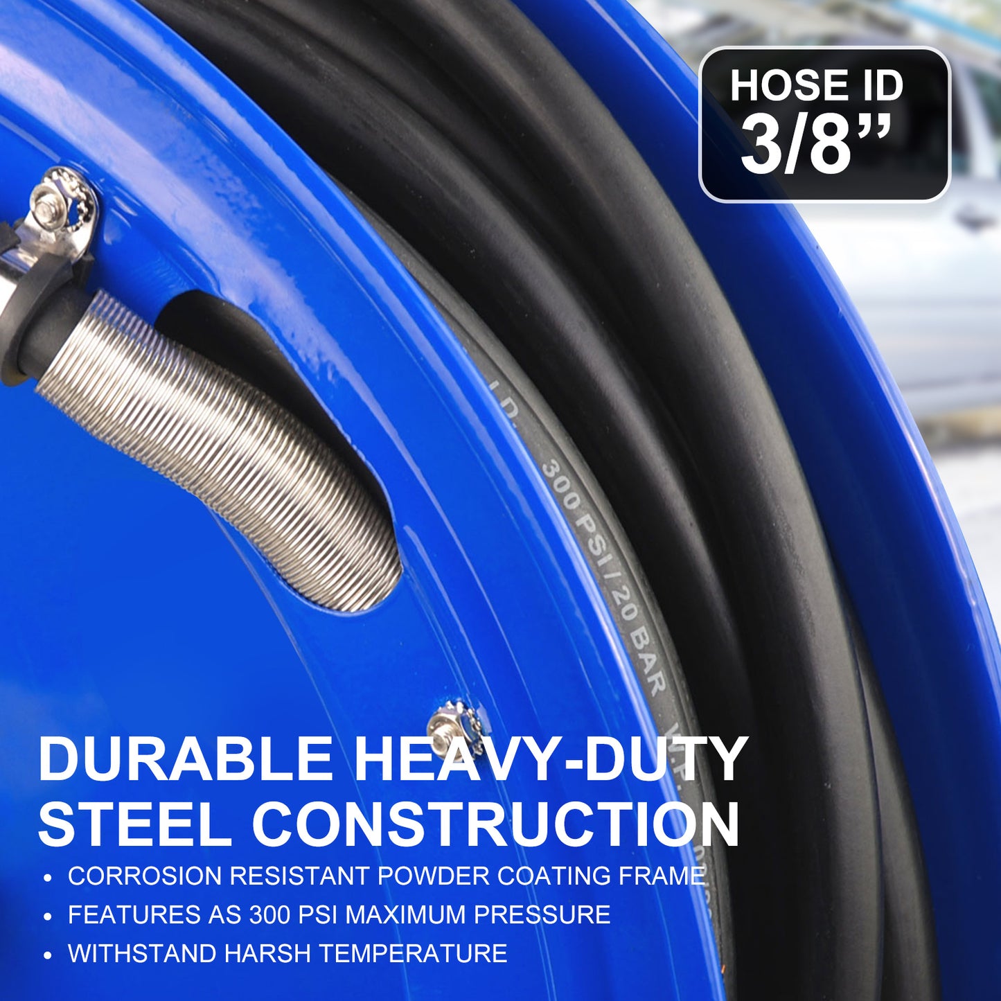 15m Retractable Air Hose Reel | Heavy-Duty Auto Rewind